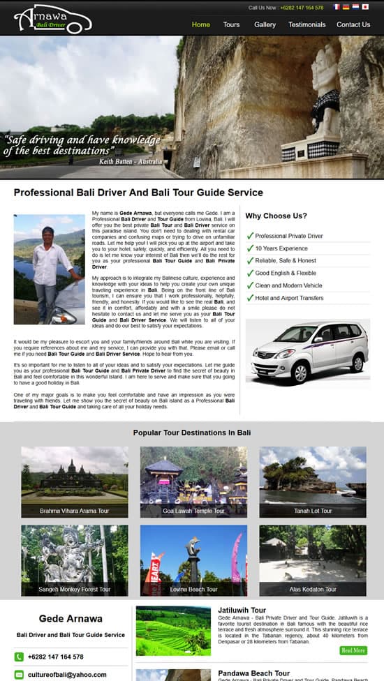 Website Arnawa Bali Driver