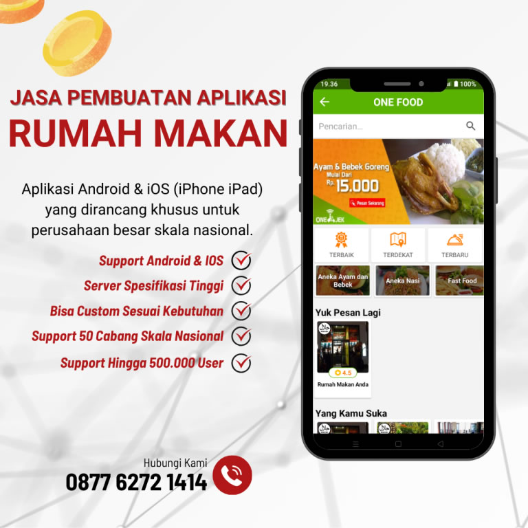 Jasa Buat Aplikasi Restaurant Rumah Makan Android IOS